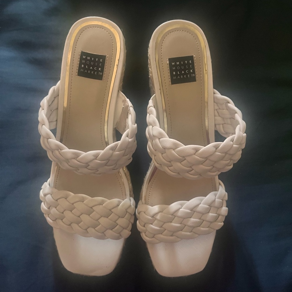 White House Black Market Women's High Heel Braided Sandals